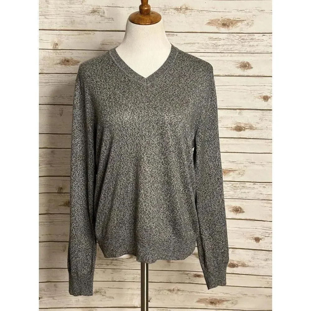 Banana Republic grey marled silk/cashmere V-neck pullover sweater Size Small
